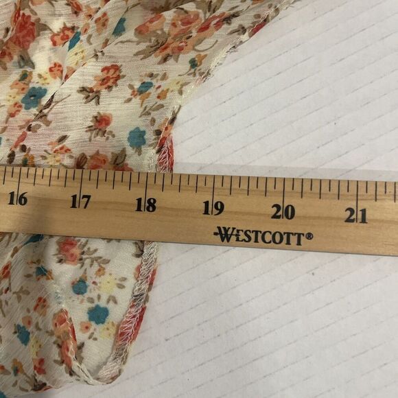 Poetry Large Sheer Ditsy Floral Tie Front Cropped Blouse Dainty Cottage Core - Picture 9 of 10